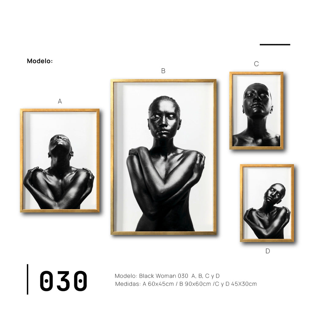 Venta de cuadros decorativos Mujer Negra Africana de calidad para tu comedor. 030 Arte en blanco y negro.