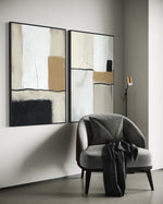 Cargar imagen en el visor de la galería, Set Cuadros Decorativos Abstracto Negro Arena 2 - 217 - Diptico Moderno y Elegante Arte Estilo Nordico Tonos Neutros
