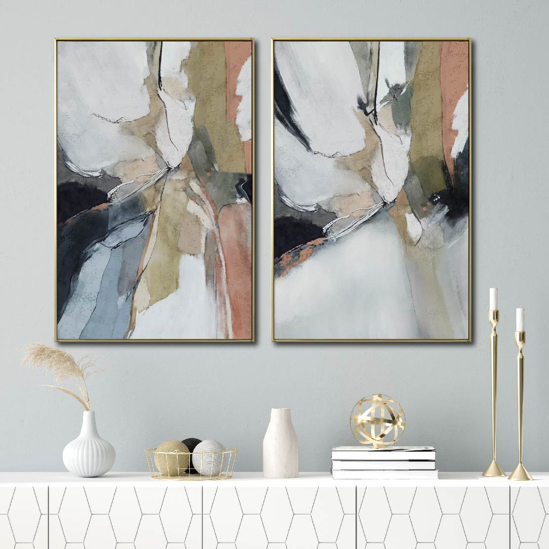 Set Cuadros Decorativos Abstract Colors 3-301 - Para Credenza