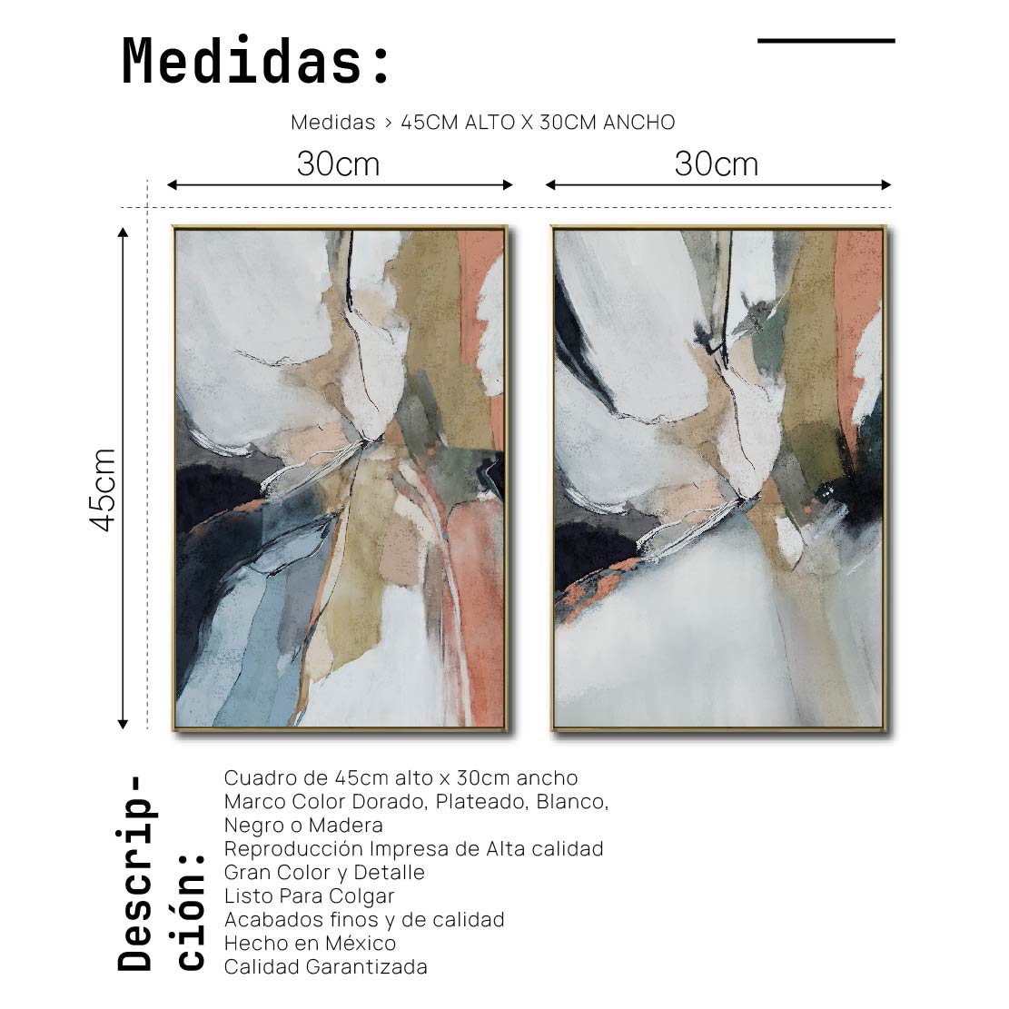 Set Cuadros Decorativos Abstract Colors 3-301 - Para Credenza