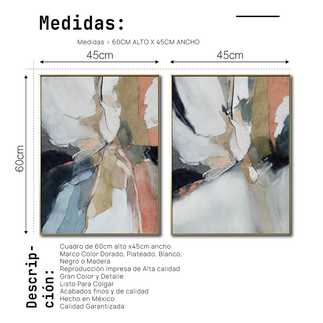 Set Cuadros Decorativos Abstract Colors 3-301 - Para Credenza