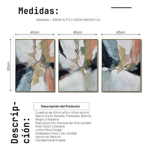 Set de 3 Cuadros Decorativos Abstract Colors 3-301 - Para Credenza