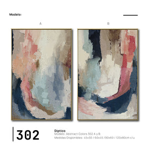 Set de 2 Cuadros Decorativos Abstract Colors 3 - 302 - Para Sala