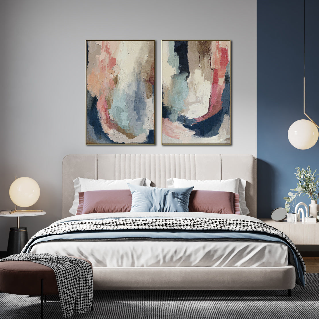 Set de 2 Cuadros Decorativos Abstract Colors 3 - 302 - Para Recamara