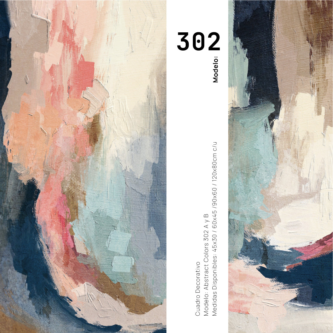 Set de 2 Cuadros Decorativos Abstract Colors 3 - 302 - Para Recamara