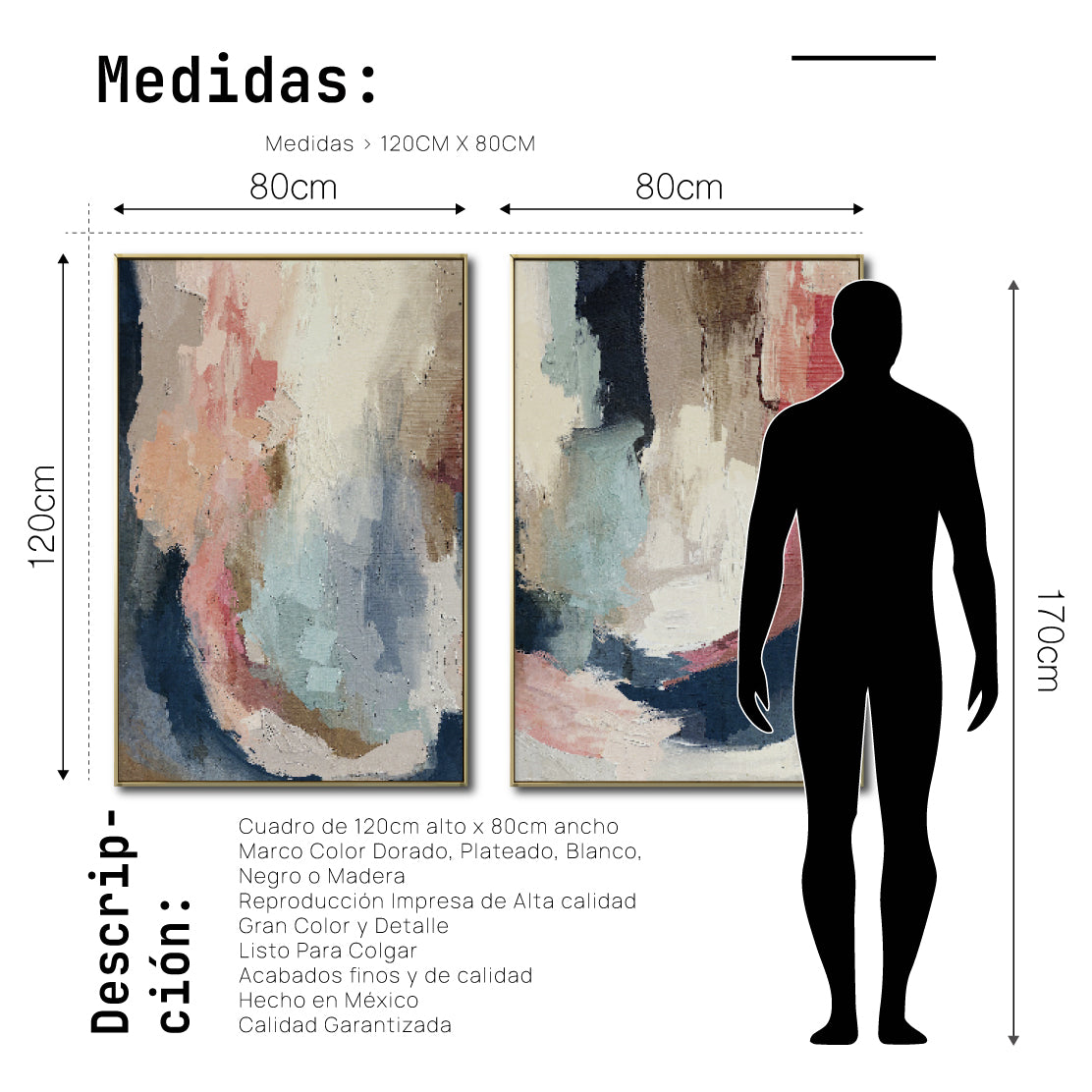 Set de 2 Cuadros Decorativos Abstract Colors 3 - 302 - Para Sala