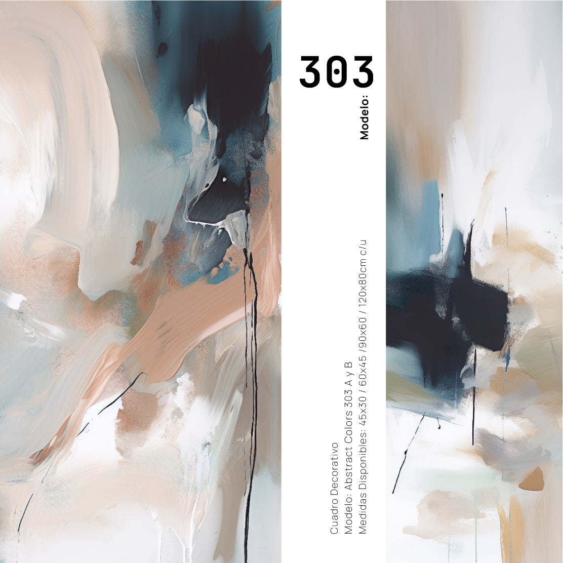 Set de 2 Cuadros Decorativos Abstract Colors 3 - 303 - Para Recamara