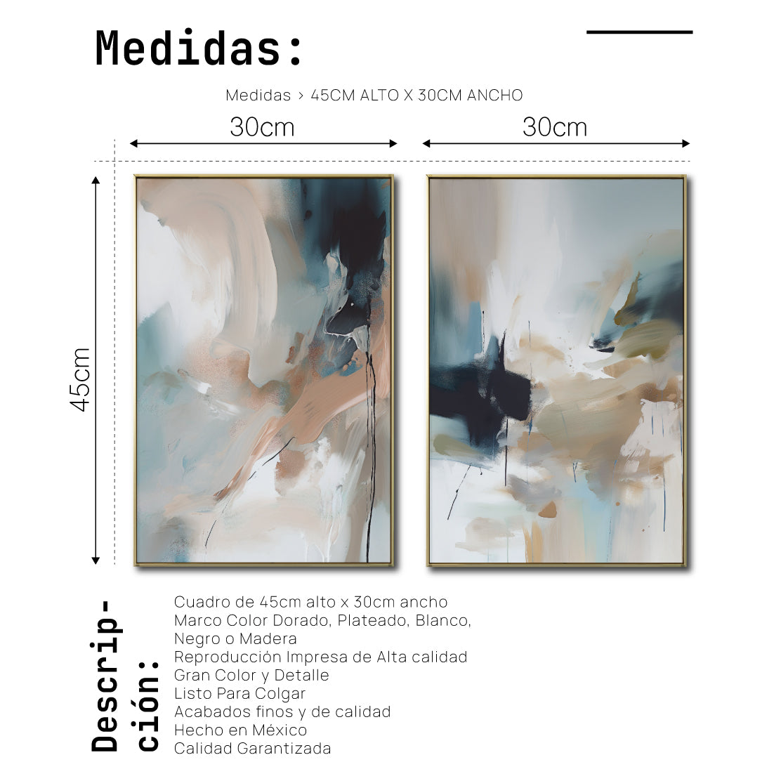 Set de 2 Cuadros Decorativos Abstract Colors 3 - 303 - Para Recamara