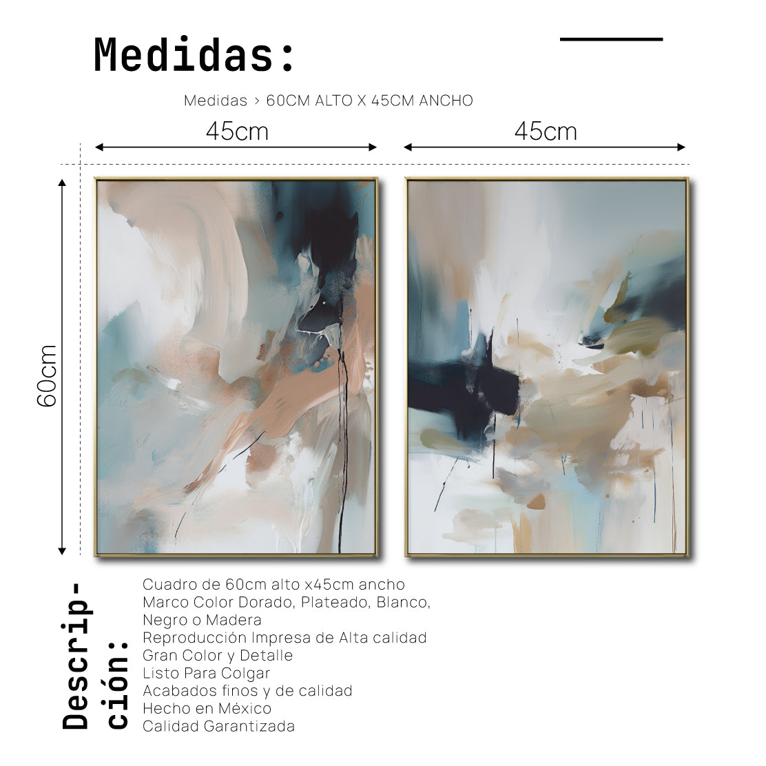 Set de 2 Cuadros Decorativos Abstract Colors 3 - 303 - Para Recamara