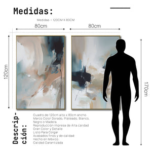 Set de 2 Cuadros Decorativos Abstract Colors 3 - 303 - Para Sala
