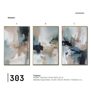 Set de 3 Cuadros Decorativos Abstract Colors 3 - 303 - Para Sala