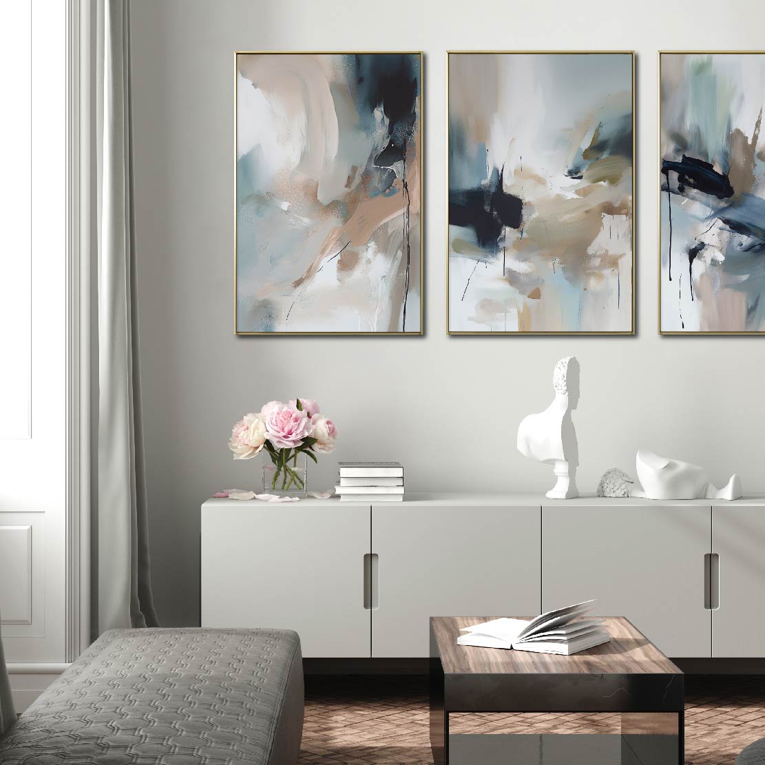 Set de 3 Cuadros Decorativos Abstract Colors 3 - 303 - Para Credenza