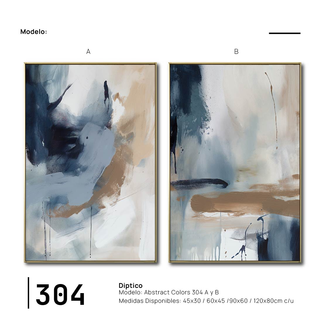 Set de 2 Cuadros Decorativos Abstract Colors 3 - 304 -  Para Recamara