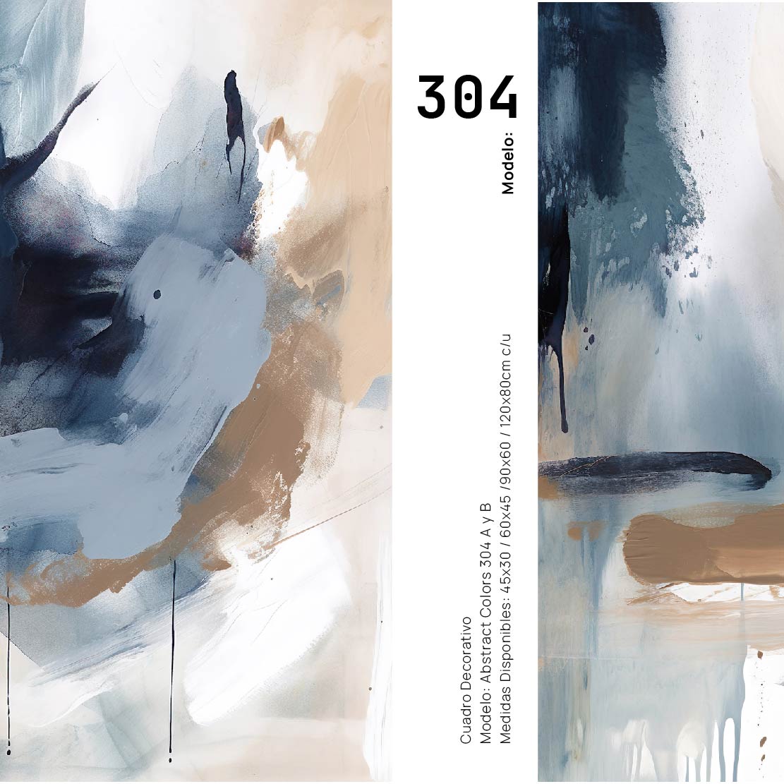 Set de 2 Cuadros Decorativos Abstract Colors 3 - 304 -  Para Recamara