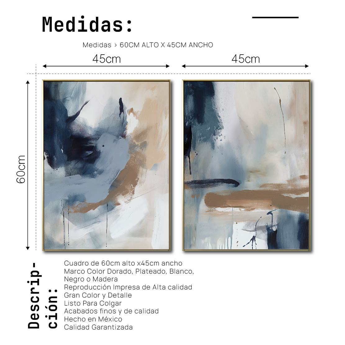 Set de 2 Cuadros Decorativos Abstract Colors 3 - 304 - Para Sala