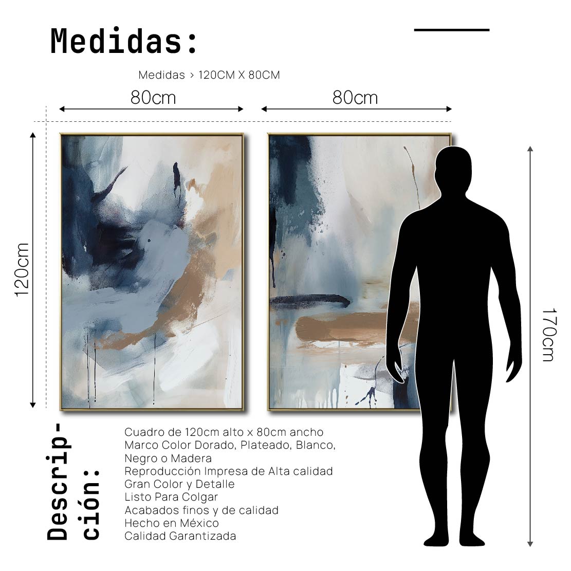 Set de 2 Cuadros Decorativos Abstract Colors 3 - 304 -  Para Recamara