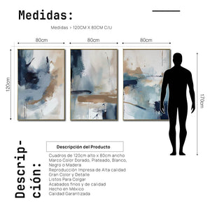 Set de 3 Cuadros Decorativos Abstract Colors 3 - 304 - Para Sala