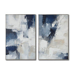 Cargar imagen en el visor de la galería, Set de 2 Cuadros Decorativos Abstract Colors 3 - 306 - Arte Moderno y Juvenil en tonos Azules, Beige y Blanco
