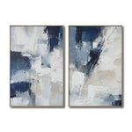 Cargar imagen en el visor de la galería, Set de 2 Cuadros Decorativos Abstract Colors 3 - 306 - Arte Moderno y Juvenil en tonos Azules, Beige y Blanco
