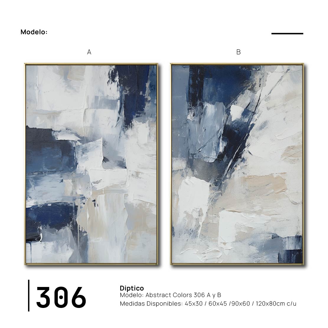 Set de 2 Cuadros Decorativos Abstract Colors 3 - 306 - Para Sala