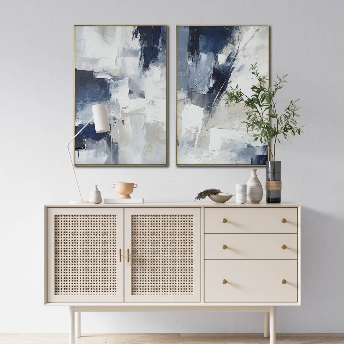 Set de 2 Cuadros Decorativos Abstract Colors 3 - 306 - Para Credenza