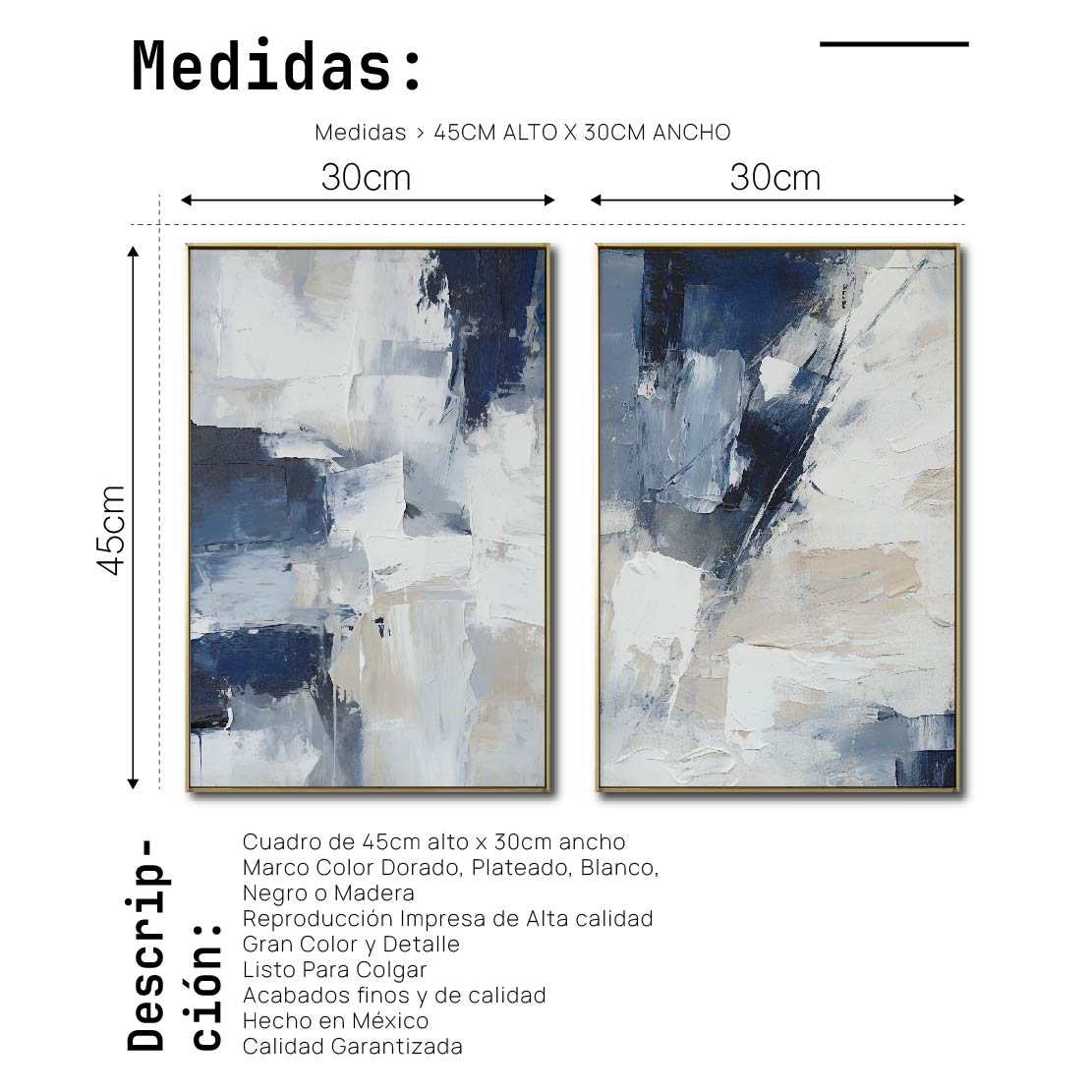 Set de 2 Cuadros Decorativos Abstract Colors 3 - 306 - Para Sala