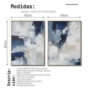 Set de 2 Cuadros Decorativos Abstract Colors 3 - 306 - Arte Moderno y Juvenil en tonos Azules, Beige y Blanco