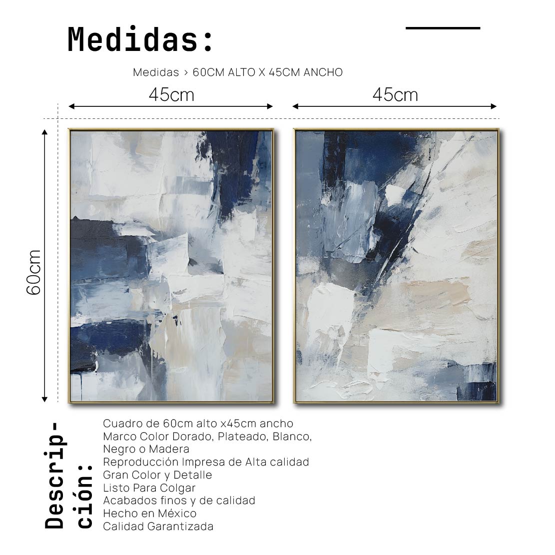 Set de 2 Cuadros Decorativos Abstract Colors 3 - 306 - Para Credenza