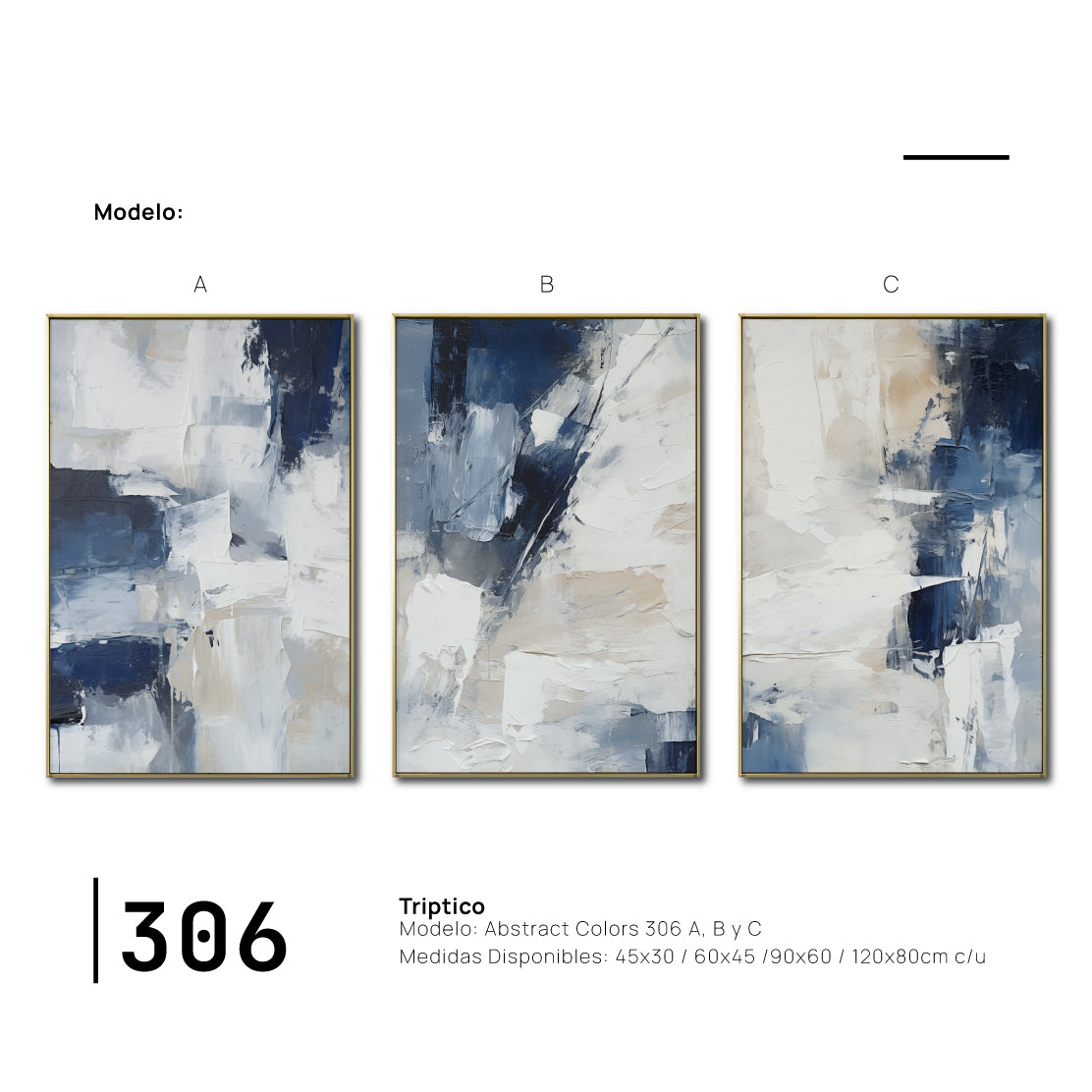 Set de 3 Cuadros Decorativos Abstract Colors 3 - 306