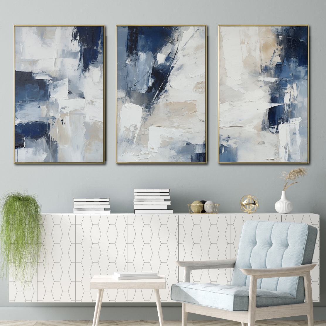 Set de 3 Cuadros Decorativos Abstract Colors 3-306 - Para Credenza