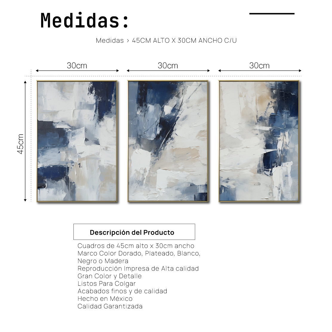 Set de 3 Cuadros Decorativos Abstract Colors 3 - 306 - Para Recamara