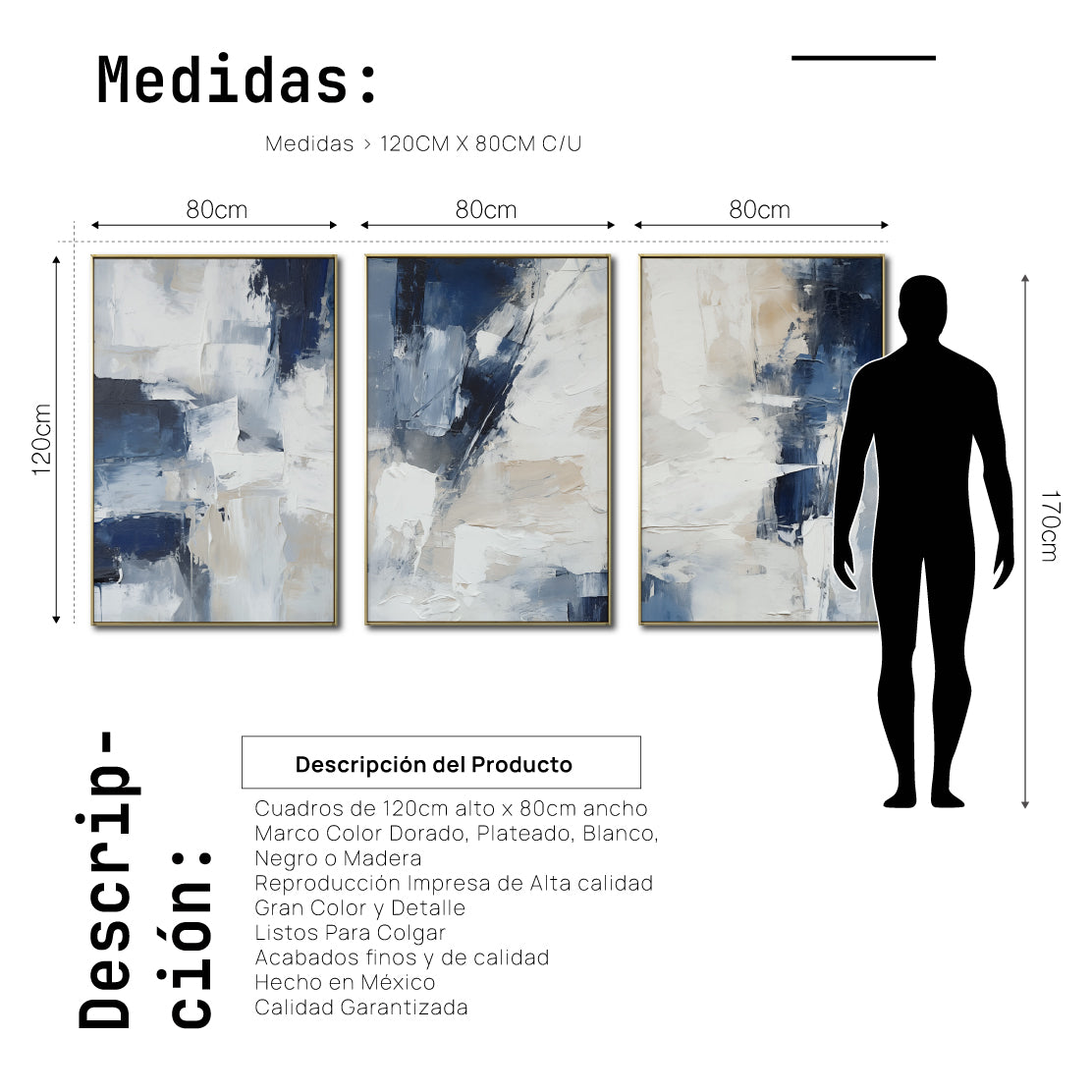 Set de 3 Cuadros Decorativos Abstract Colors 3 - 306 - Para Recamara