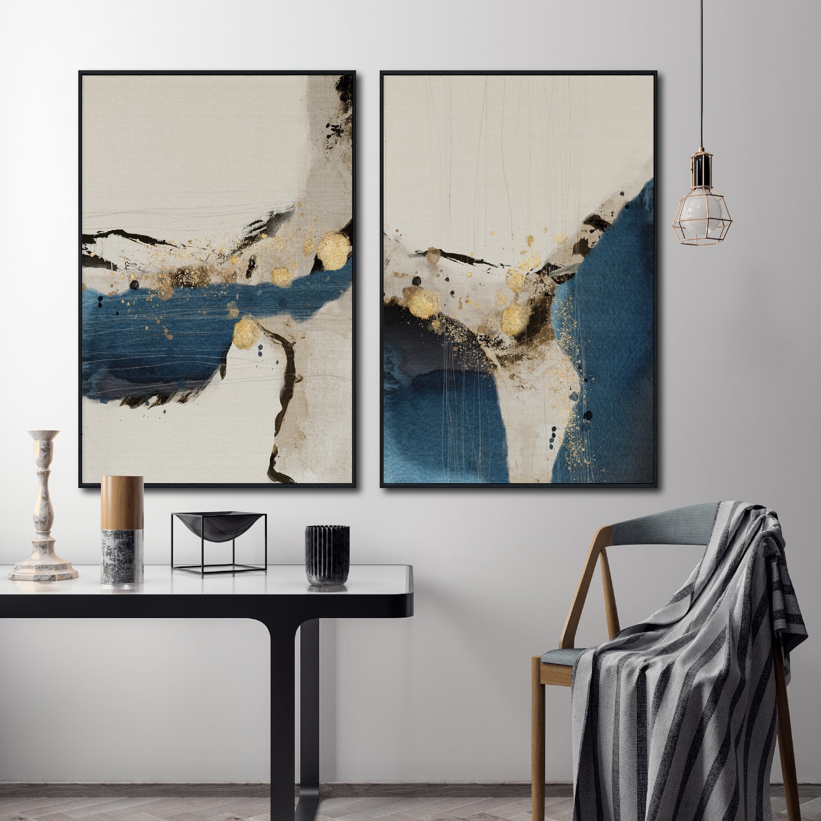 Set de 2 Cuadros Decorativos Abstract Colors 3 - 308 - Para Credenza