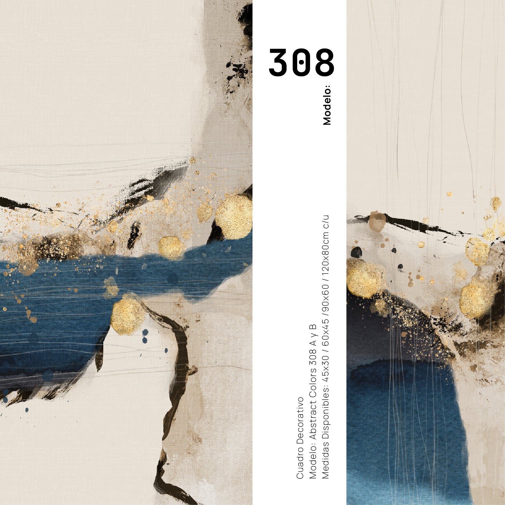 Set de 2 Cuadros Decorativos Abstract Colors 3 - 308 - Para Recamara