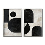 Cargar imagen en el visor de la galería, Set 2 Cuadros Decorativos Abstracto Negro Arena 030 - Estilo Boho Minimalista en Beige y Negro
