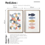 Cargar imagen en el visor de la galería, Set 2 Cuadros Decorativos Abstract Colors 031 - Arte Geométrico Peces de Colores-Diptico
