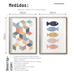 Cargar imagen en el visor de la galería, Set 2 Cuadros Decorativos Abstract Colors 031 - Arte Geométrico Peces de Colores-Diptico
