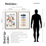 Cargar imagen en el visor de la galería, Set 2 Cuadros Decorativos Abstract Colors 031 - Arte Geométrico Peces de Colores-Diptico
