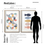Cargar imagen en el visor de la galería, Set 2 Cuadros Decorativos Abstract Colors 031 - Arte Geométrico Peces de Colores-Diptico
