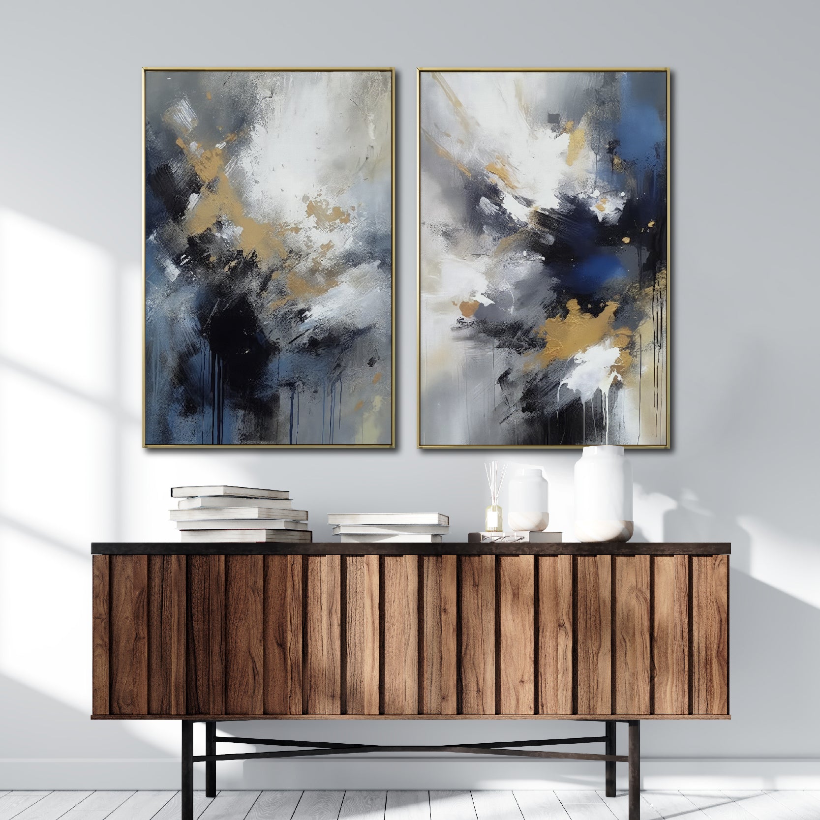 Set de 2 Cuadros Decorativos Abstract Colors 3 - 310 - Para Credenza