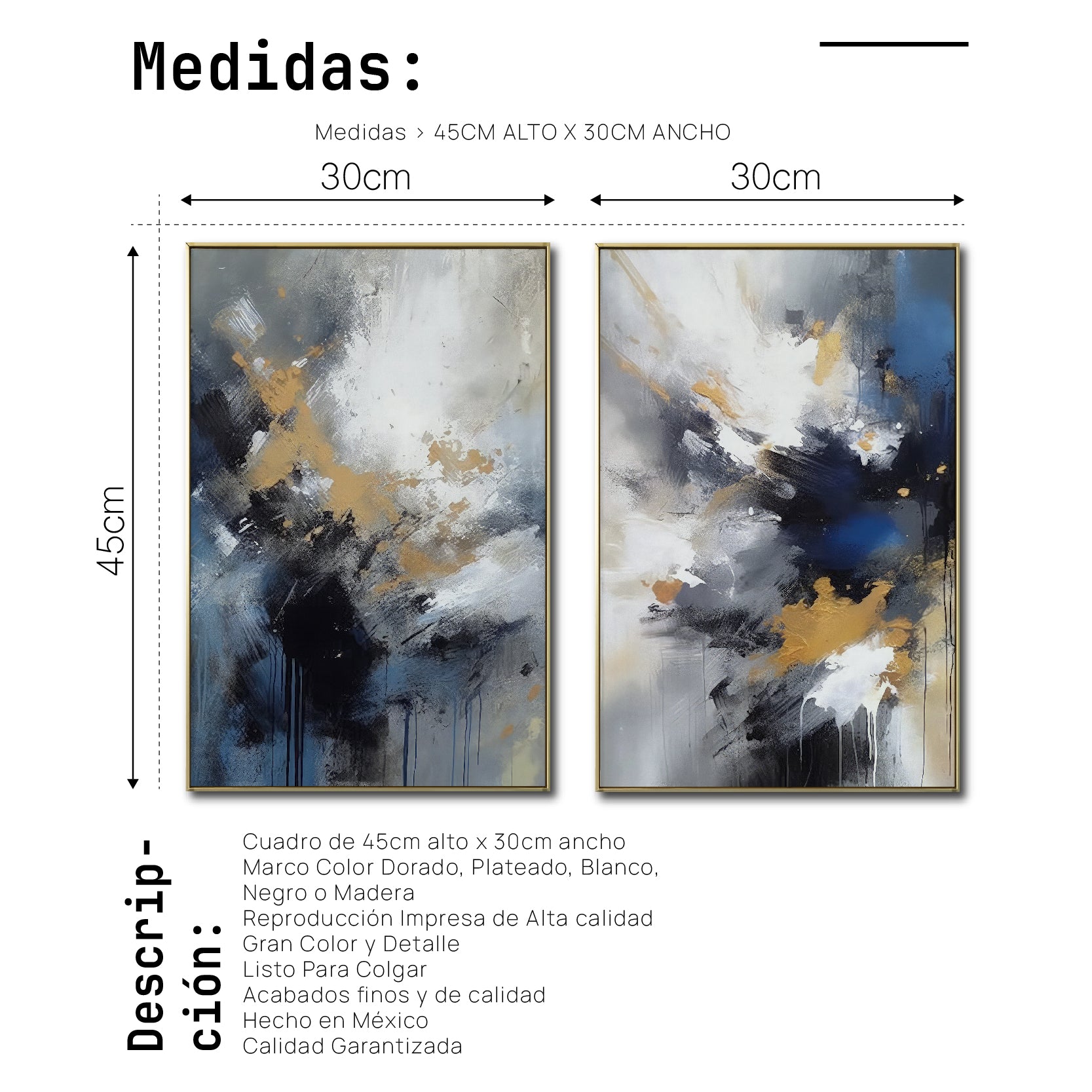 Set de 2 Cuadros Decorativos Abstract Colors 3 - 310 - Para Sala