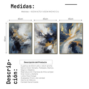 Set de 3 Cuadros Decorativos Abstract Colors 3 - 310 - Para Sala