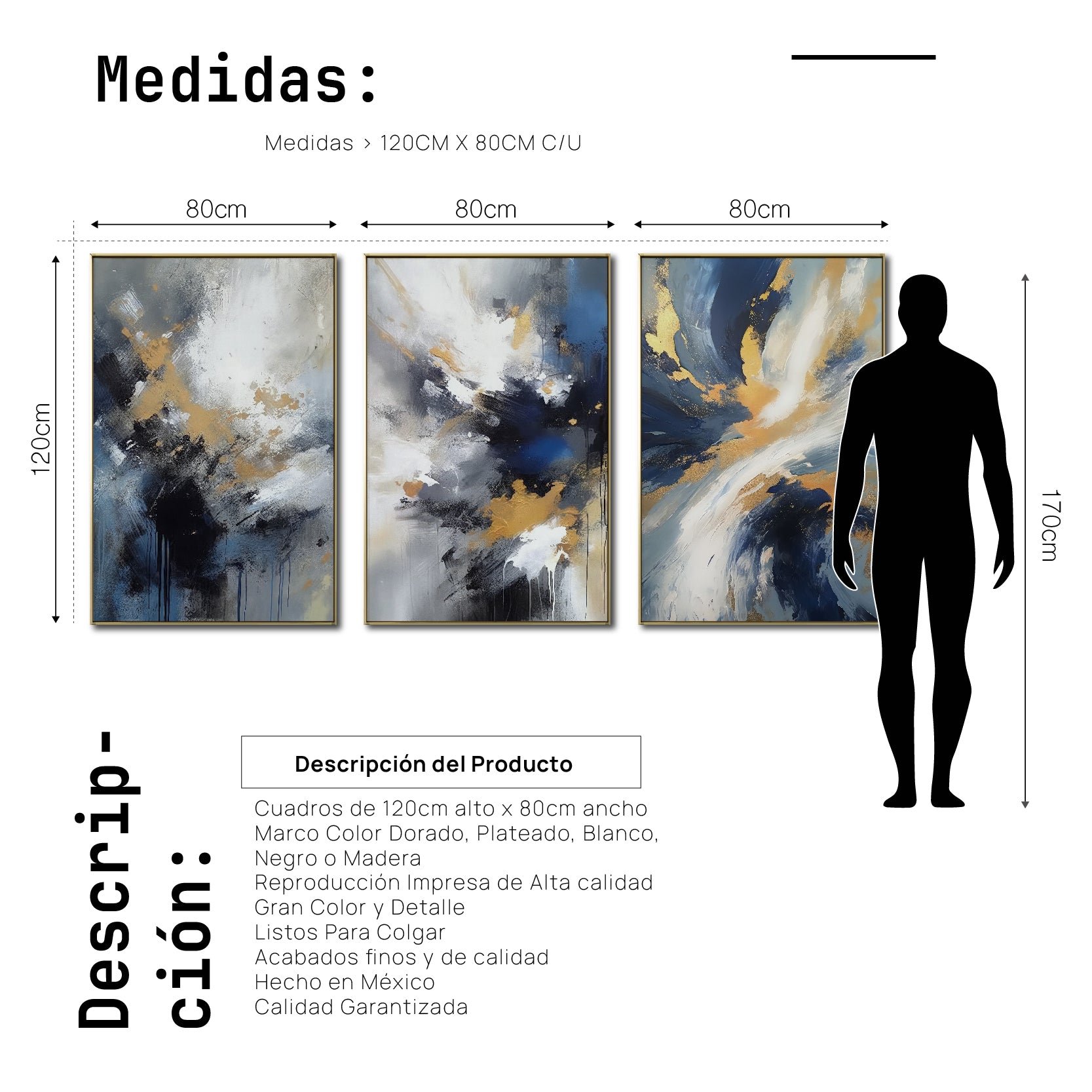 Set de 3 Cuadros Decorativos Abstract Colors 3 - 310 - Para Sala