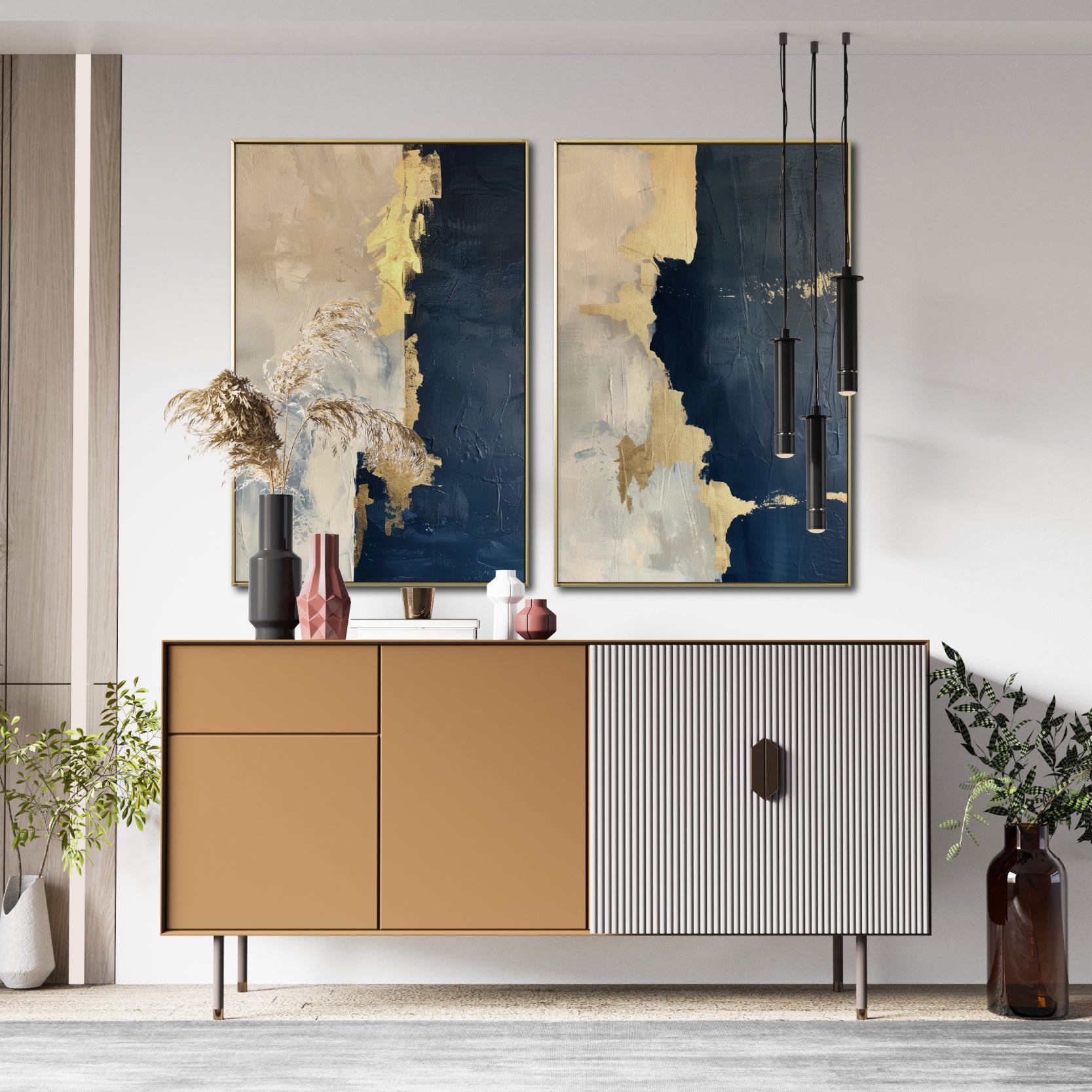Set de 2 Cuadros Decorativos Abstract Colors 3-312 - Para Credenza