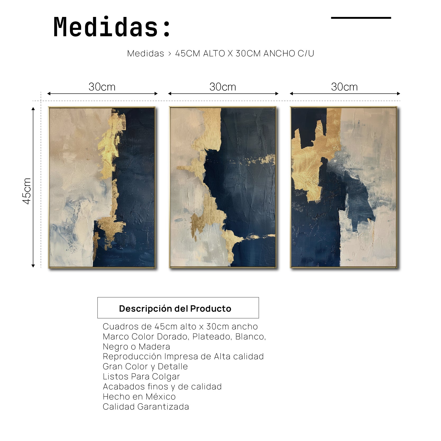Set de 3 Cuadros Decorativos Abstract Colors 3-312 - Para Sala