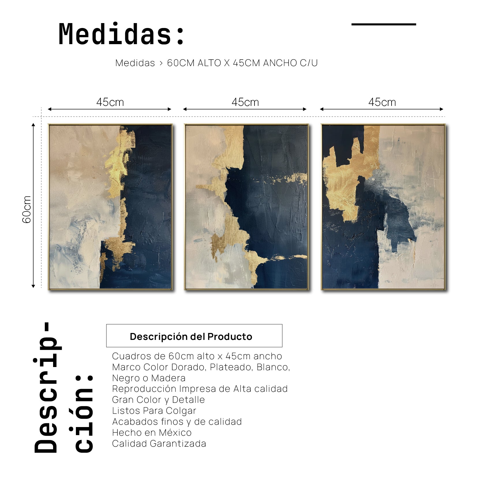 Set de 3 Cuadros Decorativos Abstract Colors 3-312 - Para Sala