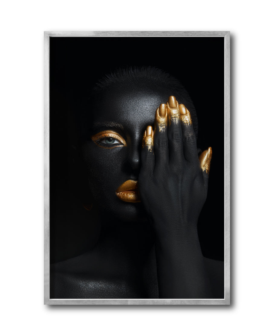 Cuadro Decorativo Black Woman 031 - Mujer Negra Africana con dorado