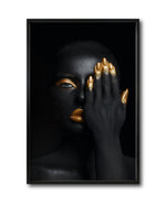 Cargar imagen en el visor de la galería, Cuadro Decorativo Black Woman 031 - Mujer Negra Africana con dorado
