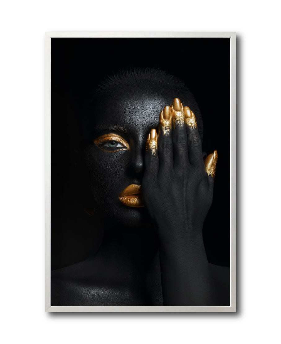 Cuadro Decorativo Black Woman 031 - Mujer Negra Africana con dorado