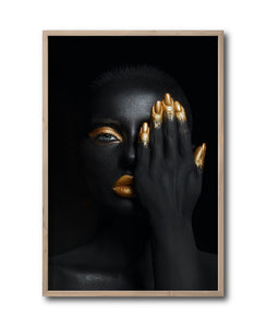 Cuadro Decorativo Black Woman 031 - Mujer Negra Africana con dorado